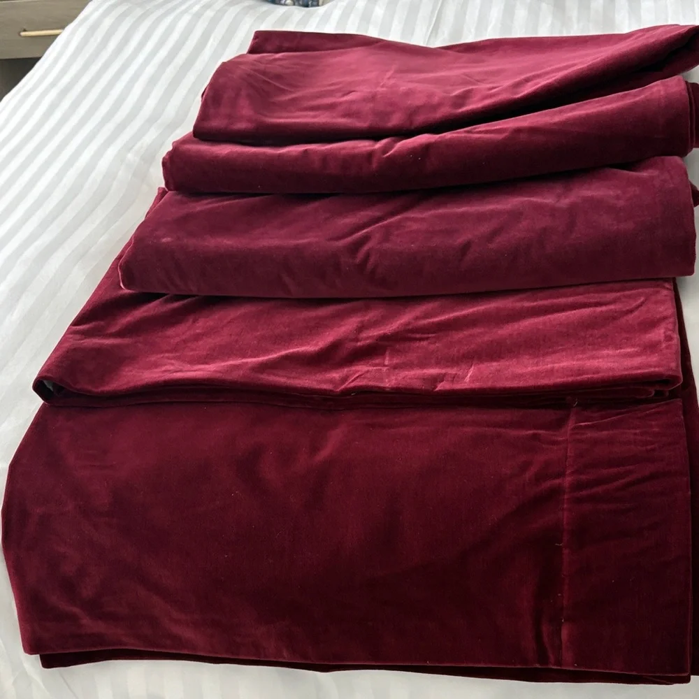 Restoration Hardware Burgundy Velvet Curtain Panel